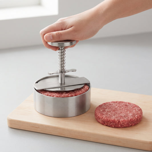 Stainless Steel Burger Patty Press, 5-Inch Diameter, Dishwasher Safe