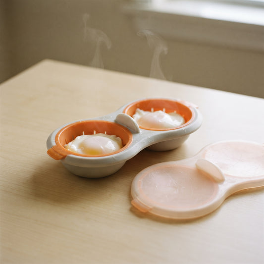 Microwave Egg Poacher, 2-Egg Capacity, Drain Basket & Lifting Handles