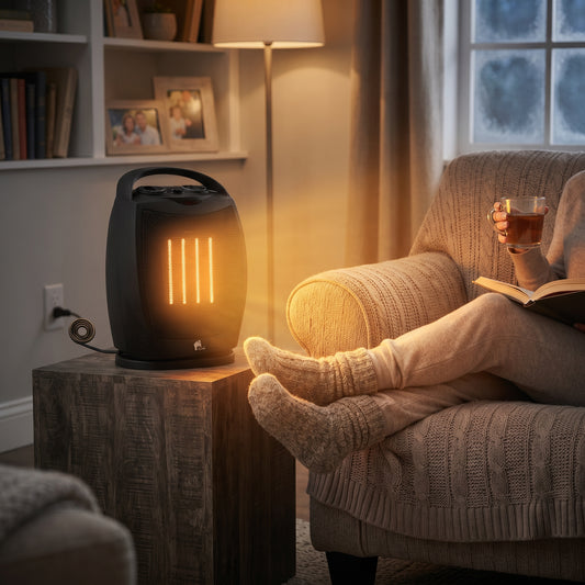 Portable Oscillating Electric Space Heater with Thermostat for Indoor Use