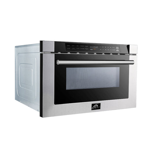 FORNO Capoliveri 24-Inch Built-In Microwave Drawer, 1.2 Cu. Ft., Stainless Steel (Model FMWDR3000-24)