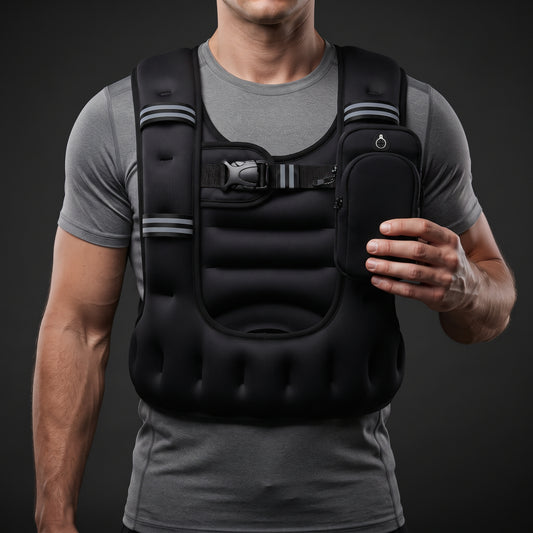 Breezy Classic U-Shaped Weighted Vest with Arm Pouch, 8-20 lb, Black