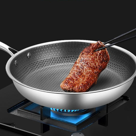Stainless Steel Non-Stick Frying Pan with Honeycomb Surface