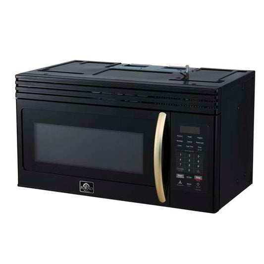FORNO Scalo 30-Inch Over-the-Range Microwave, 1.6 cu. ft., 300 CFM, Black with Antique Brass Accents (Model FOTR3007-30BLK)