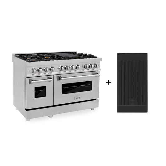 ZLINE 48 in. 6.0 cu. ft. Legacy Dual Fuel Range with 6 Brass Burners and Griddle, 2 Electric Ovens, Satin Stainless Steel (RAS-SN-BR-GR-48)