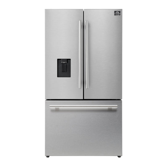FORNO Aosta 36 in Freestanding Refrigerator, 22.4 cu ft, External Water Dispenser, Automatic Ice Maker, Stainless Steel, Model FFFFD1866-36SB