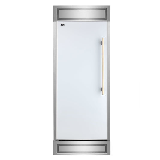 FORNO Maderno 32 in. 13.6 cu ft Built-In Convertible Refrigerator/Freezer, Left Swing, White, Antique Brass Handles (FFFFD1722-32LMG-WHT)