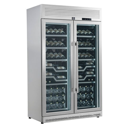 FORNO Abruzzo 48-Inch Dual Zone Wine Cooler, 24 cu.ft., 102-Bottle Capacity, Stainless Trim Shelves (Model FWCDR6611-48S)