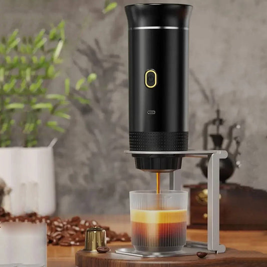 Portable Coffee Maker for Grounds & Capsules, USB-C Charging
