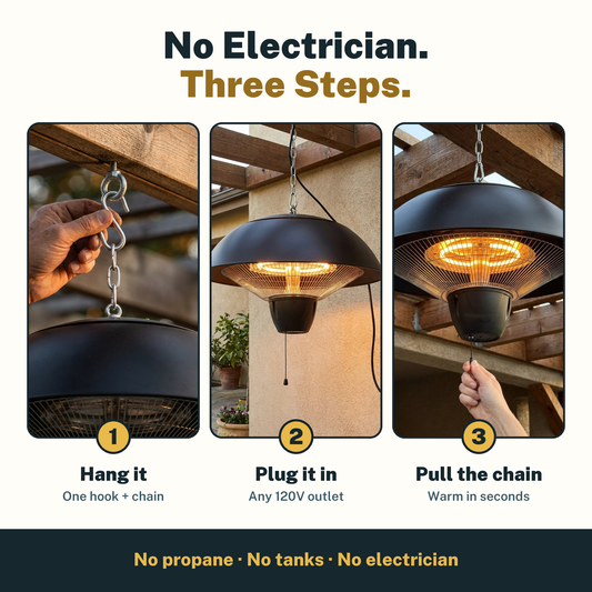 1500W Hanging Infrared Patio Heater, Pull-Chain Ceiling Heater - reference gallery 2