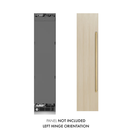 ZLINE Autograph 18" 8.6 cu. ft. Panel Ready Left Hinge Column Freezer with Graphite Gray Interior and Polished Gold Accents, RBCFVLZ-18-G
