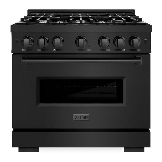 ZLINE 36-Inch Classic Dual Fuel Range, 6 Burner Gas Cooktop, 5.2 cu. ft. Electric Convection Oven, Black Stainless Steel (CDRB-36)