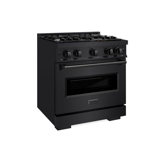 ZLINE 30 in. 4.2 cu. ft. Classic Dual Fuel Range with 4 Gas Burners in Black Stainless Steel (CDRB-30)
