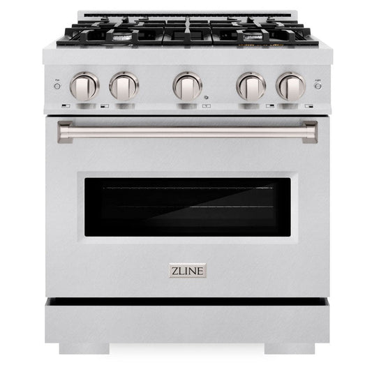 ZLINE Classic 30 in. Dual Fuel Range with 4 Burner Gas Cooktop and Electric Convection Oven, 4.2 cu. ft., Satin Stainless Steel (CDRS-30)