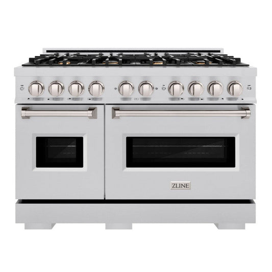 ZLINE 48 in. Classic Double Oven Dual Fuel Range with 8 Brass Burners, 6.7 cu. ft., Stainless Steel, MODEL CDR-BR-48