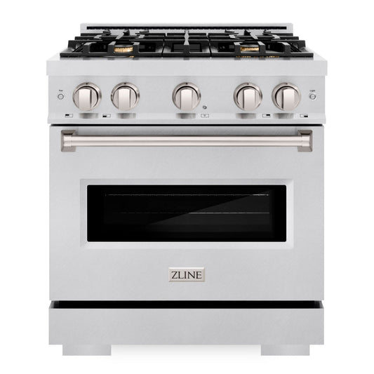 ZLINE 30 in. Gas Range 4.2 cu. ft. Convection Gas Oven with 4 Brass Burners Stainless Steel, MODEL CGR-BR-30