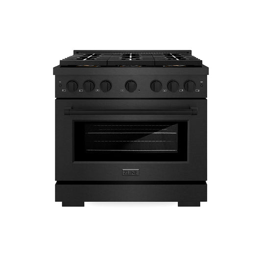 ZLINE 36 in. Gas Range 5.2 cu. ft. 6 Burner DuoPro™ Cooktop Black Satin Stainless Steel (PSGRBS-36)