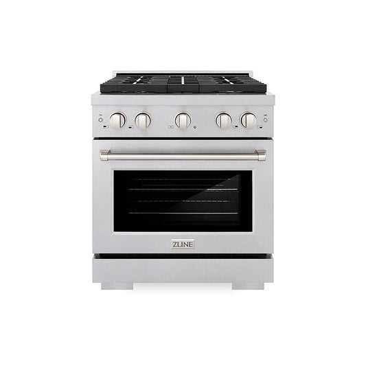 ZLINE 30 in. Gas Range 4.2 cu. ft. Convection Oven with 4 Burner DuoPro™ Cooktop – Satin Stainless Steel (PSGRS-30)