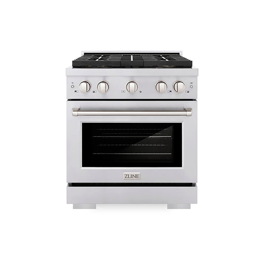 ZLINE 30 in. Dual Fuel Range 4.2 cu. ft. with 4 Burner DuoPro™ Cooktop & Electric Convection Oven, Stainless Steel (PSDR30)