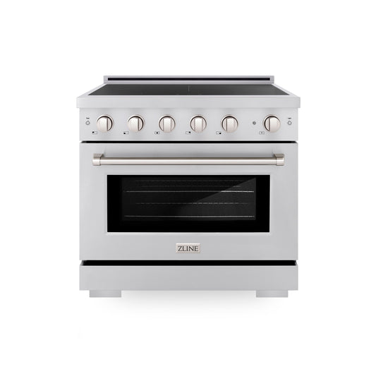 ZLINE 36 in Induction Range 5.2 cu. ft. 5 Element Cooktop Electric Convection Oven Stainless Steel (SINR36)