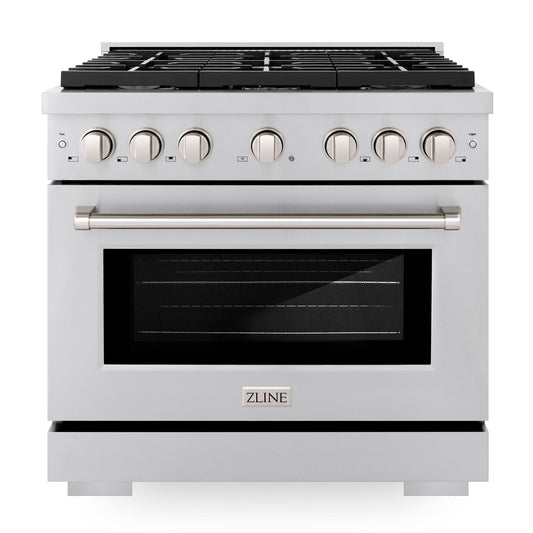ZLINE Paramount 36 in. Dual Fuel Range, 5.2 cu. ft. Electric Convection Oven, 6 Gas Burners, Stainless Steel (SDR36)