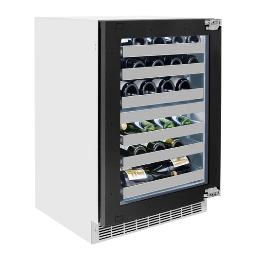 ZLINE 24" Touchstone Dual Zone 44 Bottle Wine Cooler with Panel Ready Glass Door, RWDPO-24