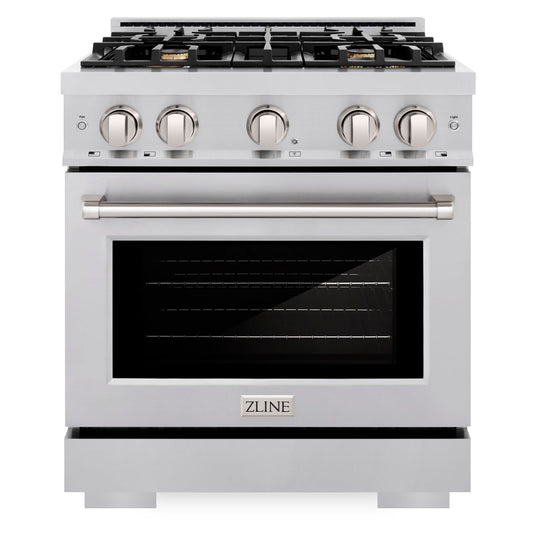 ZLINE 30 in. 4.2 cu. ft. Select Dual Fuel Range with 4 Brass Burners in Stainless Steel (HDR-BR-30)