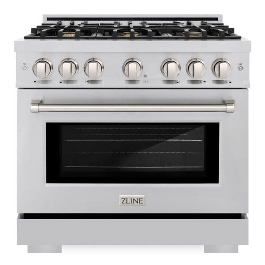 ZLINE 36 in. Select Dual Fuel Range 5.2 cu. ft. Stainless Steel with 6 Brass Burners (HDR-BR-36)