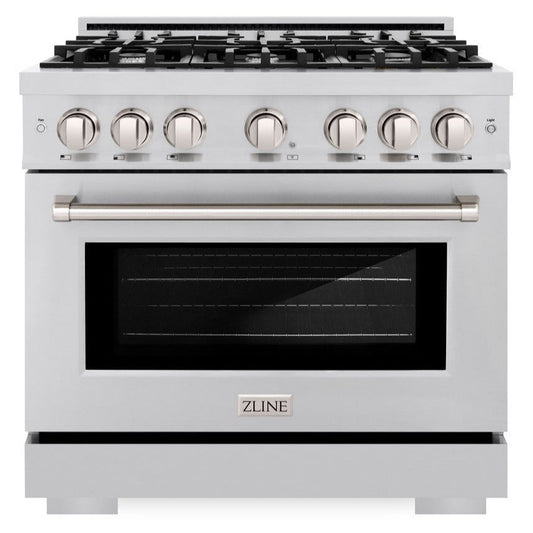 ZLINE 36 in. Dual Fuel Range 5.2 cu. ft. 6 Burner Gas Cooktop Electric Convection Oven Stainless Steel, MODEL HDR36