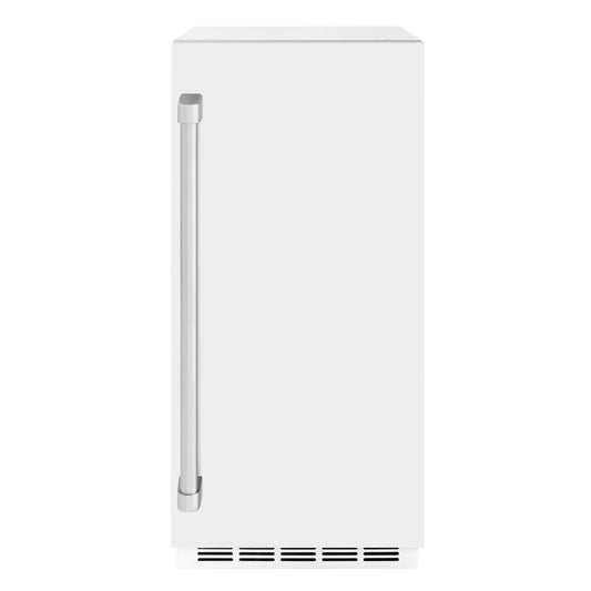 ZLINE 15" Touchstone Clear Cube Ice Maker with Drain Pump and White Matte Door, ICCD-WM-15