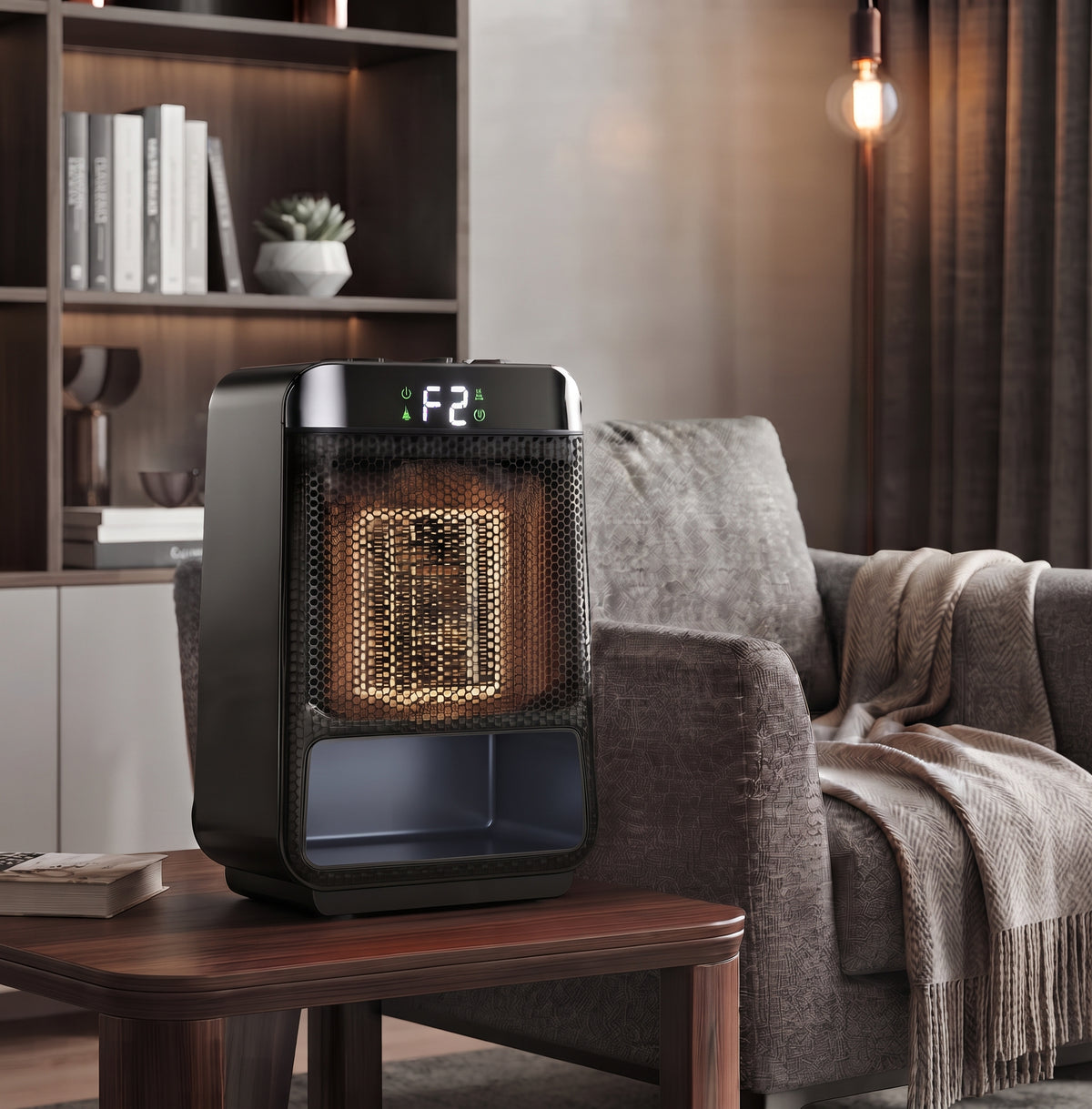 Compact Plug-In Electric Space Heater with PTC Ceramic Heating for Indoor Use