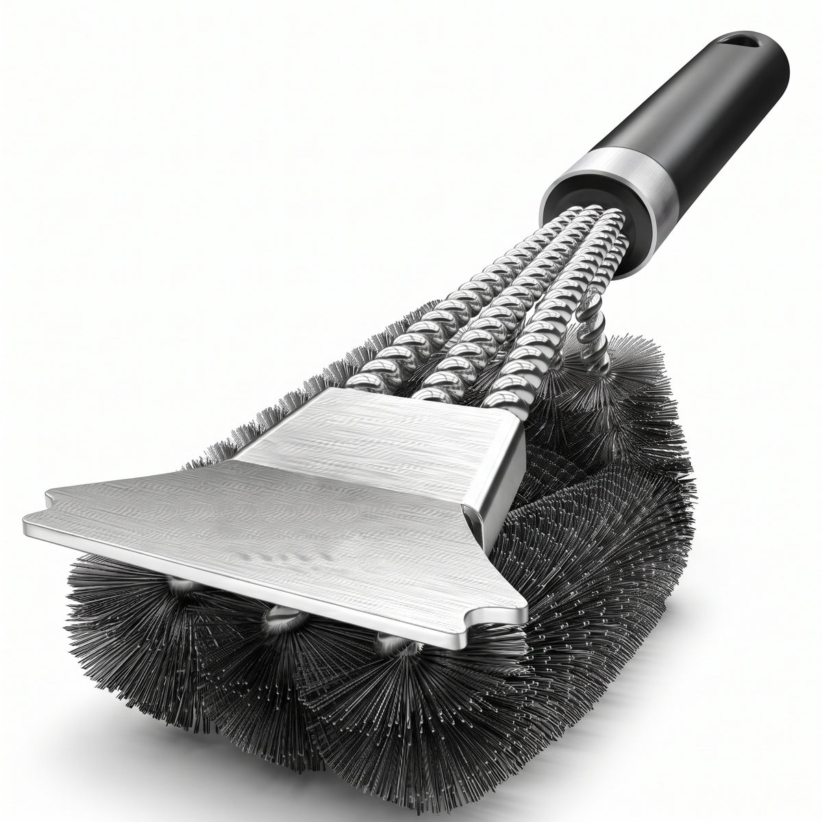 Stainless Steel Grill Cleaning Brush, Triple Head, 18-Inch Handle