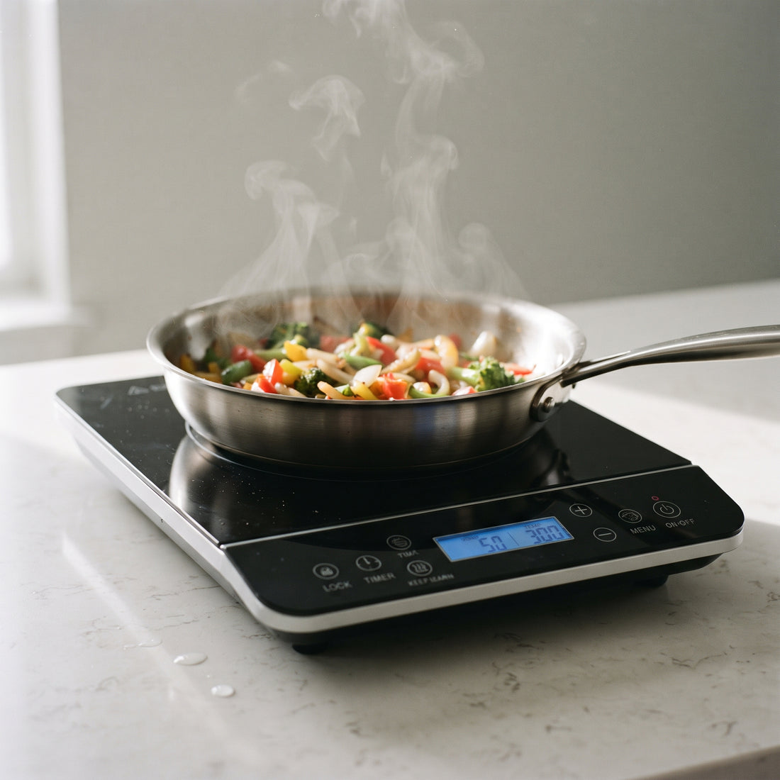 Portable Induction Cooktop, 1800W, 120V, LCD Touch Controls, 20 Power Levels