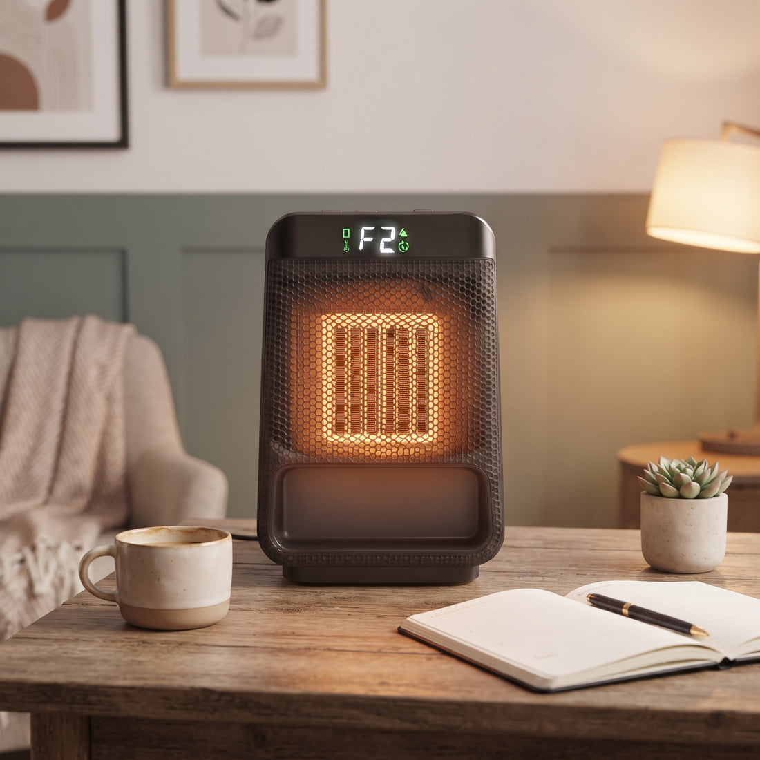 Compact Plug-In Electric Space Heater with PTC Ceramic Heating for Indoor Use