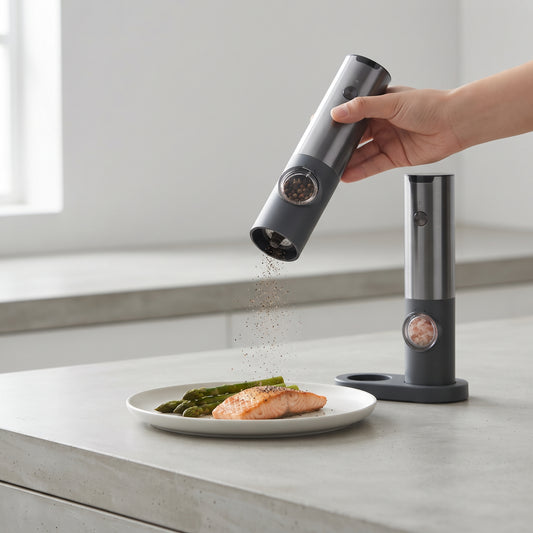 USB Rechargeable Electric Salt & Pepper Grinder with LED Light, Single Unit
