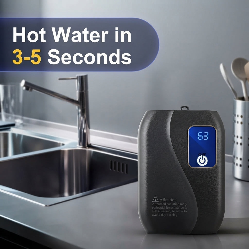 Electric Tankless Water Heater 3000W 110V with LED Temperature Display, Wall Mounted