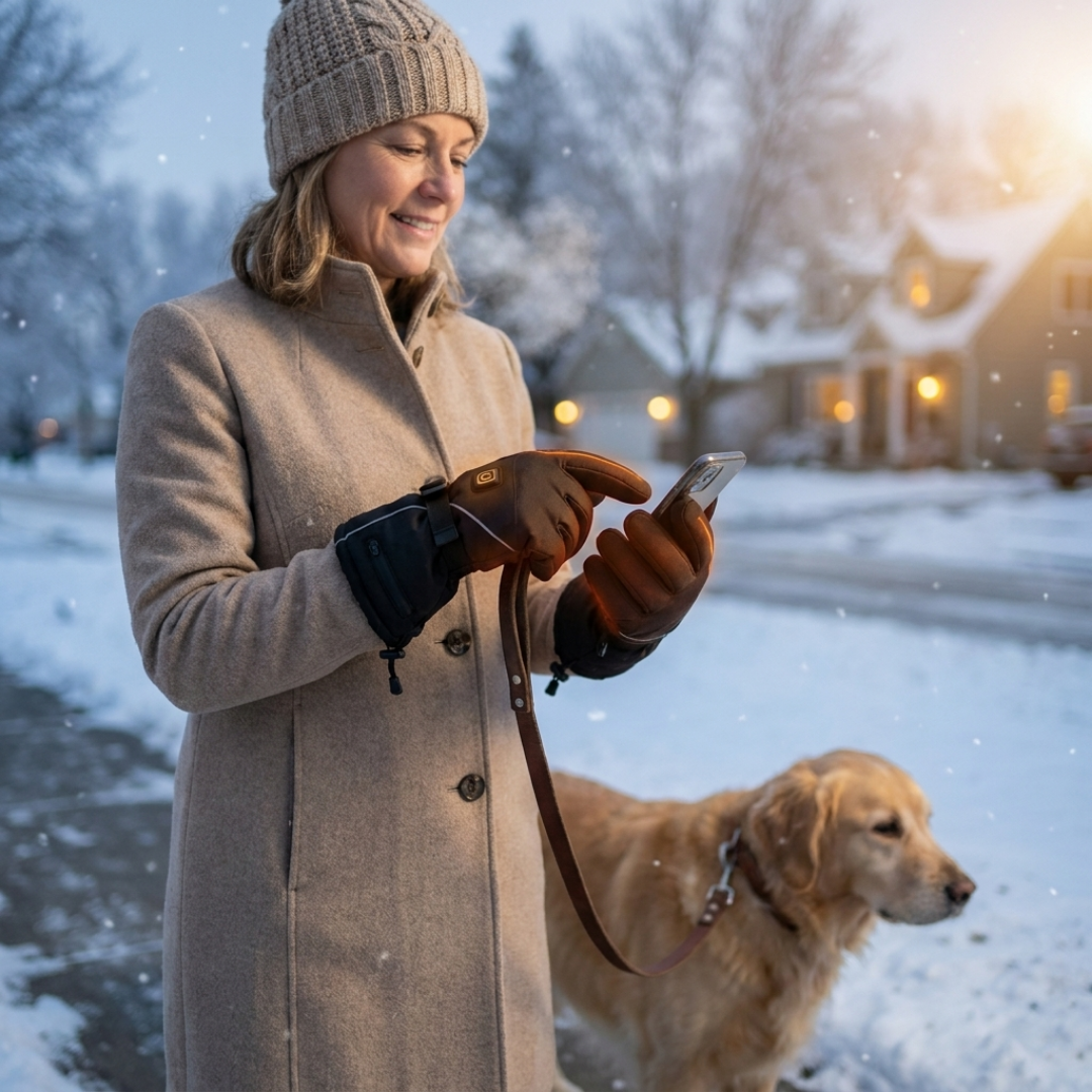 Rechargeable Heated Winter Gloves, 3 Heat Levels and Touchscreen Fingers - M