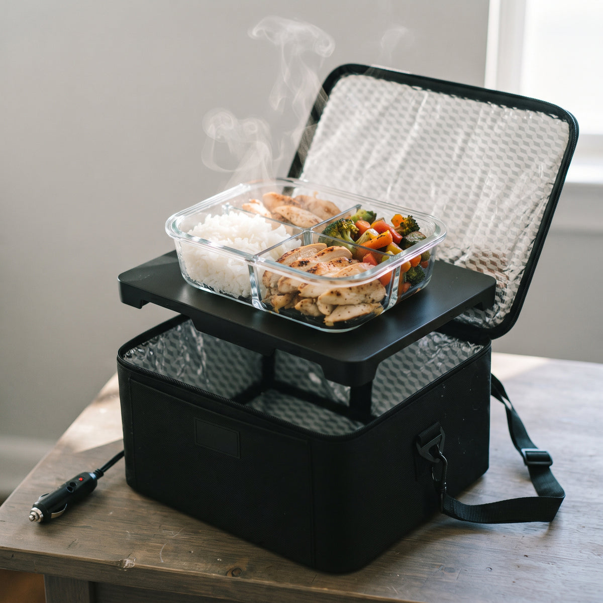 Portable Electric Food Warmer Lunch Bag, 80W, 12V/24V/110V