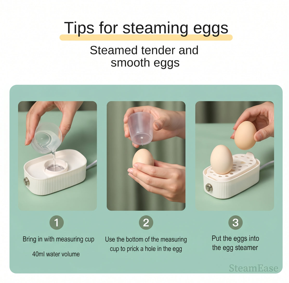 Compact Electric Egg Cooker, 2-Egg Capacity, 120W, 220V 50Hz
