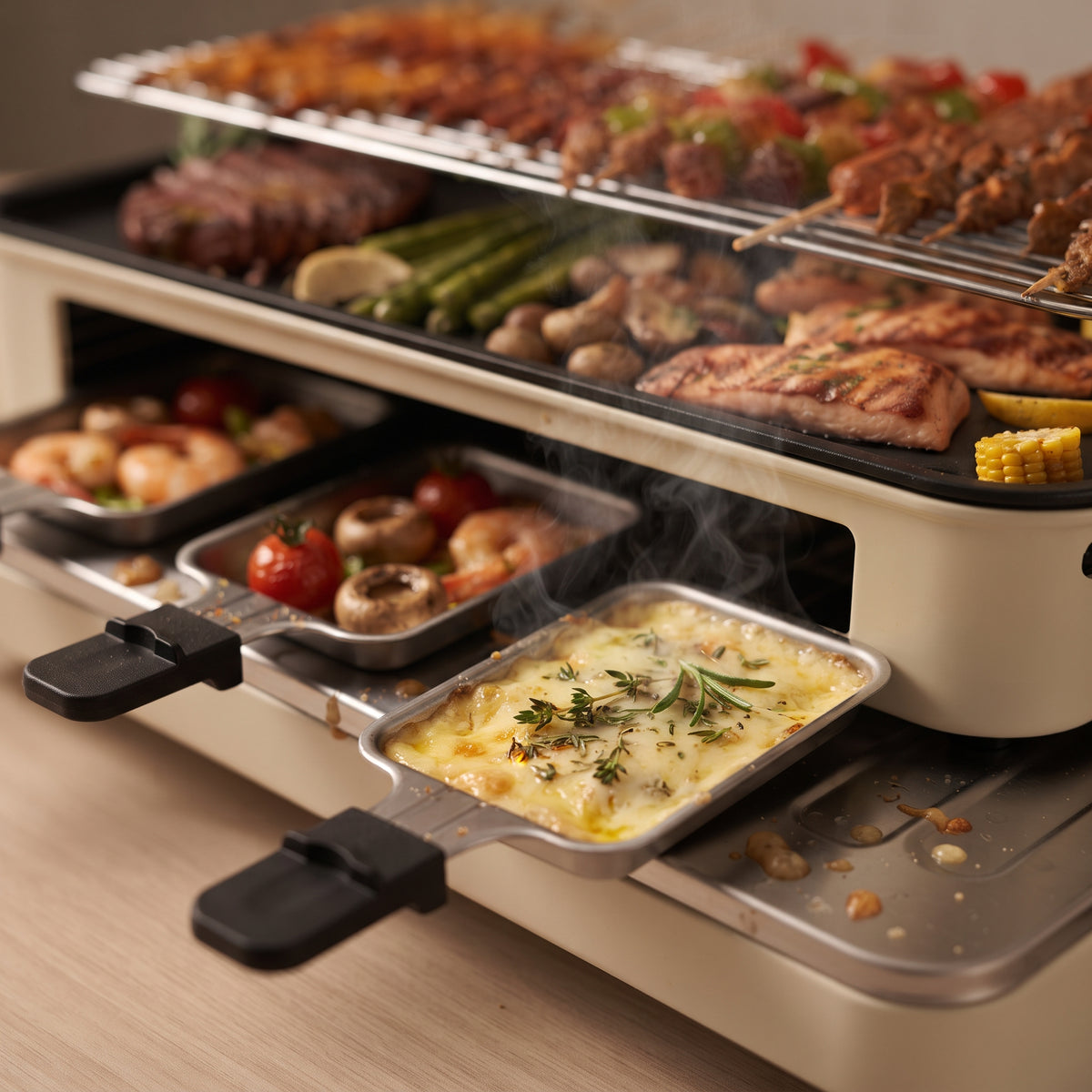 Indoor Electric Grill & Griddle, 1700W, Removable Non-Stick Plate, Stainless Steel