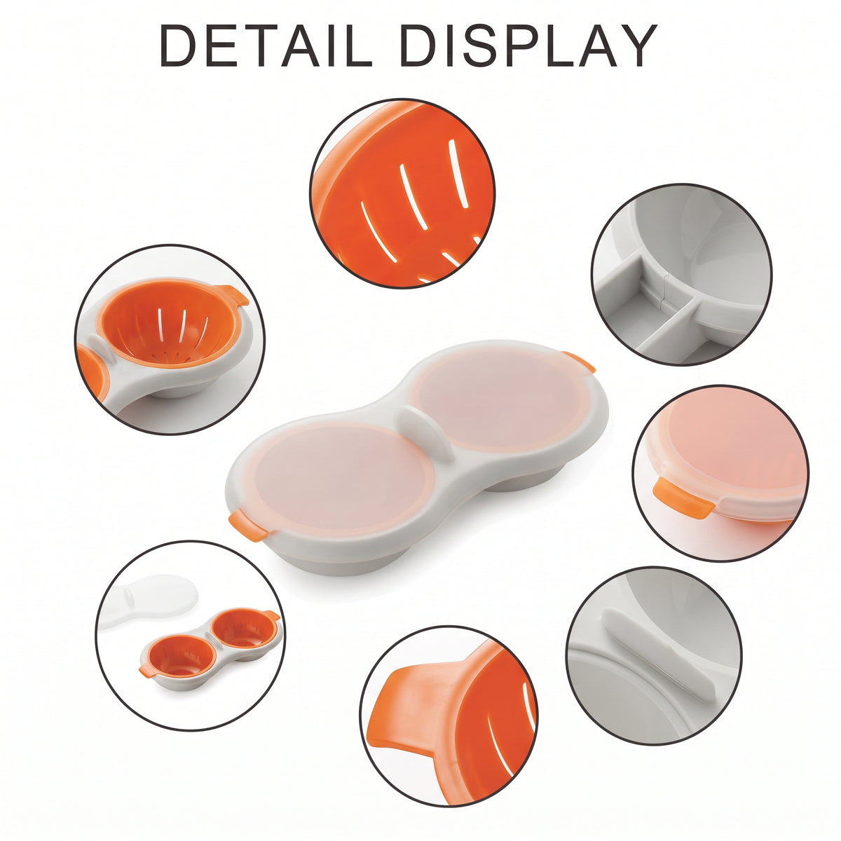 Microwave Egg Poacher, 2-Egg Capacity, Drain Basket & Lifting Handles