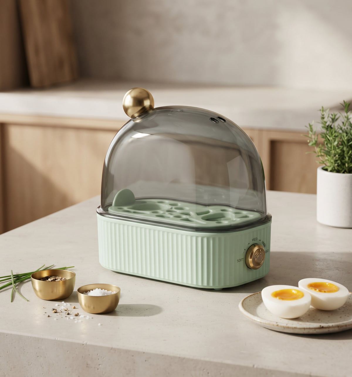 Compact Electric Egg Cooker, 2-Egg Capacity, 120W, 220V 50Hz
