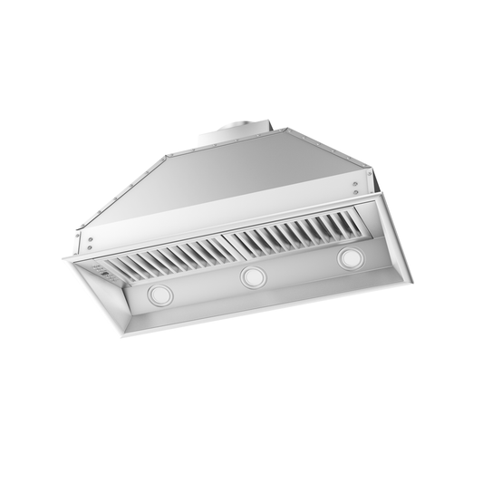 ZLINE 40 in. Range Hood Insert Wall Mount Stainless Steel 18 in. Depth 400 CFM LED Lighting Dishwasher-Safe Baffle Filters (698-40)
