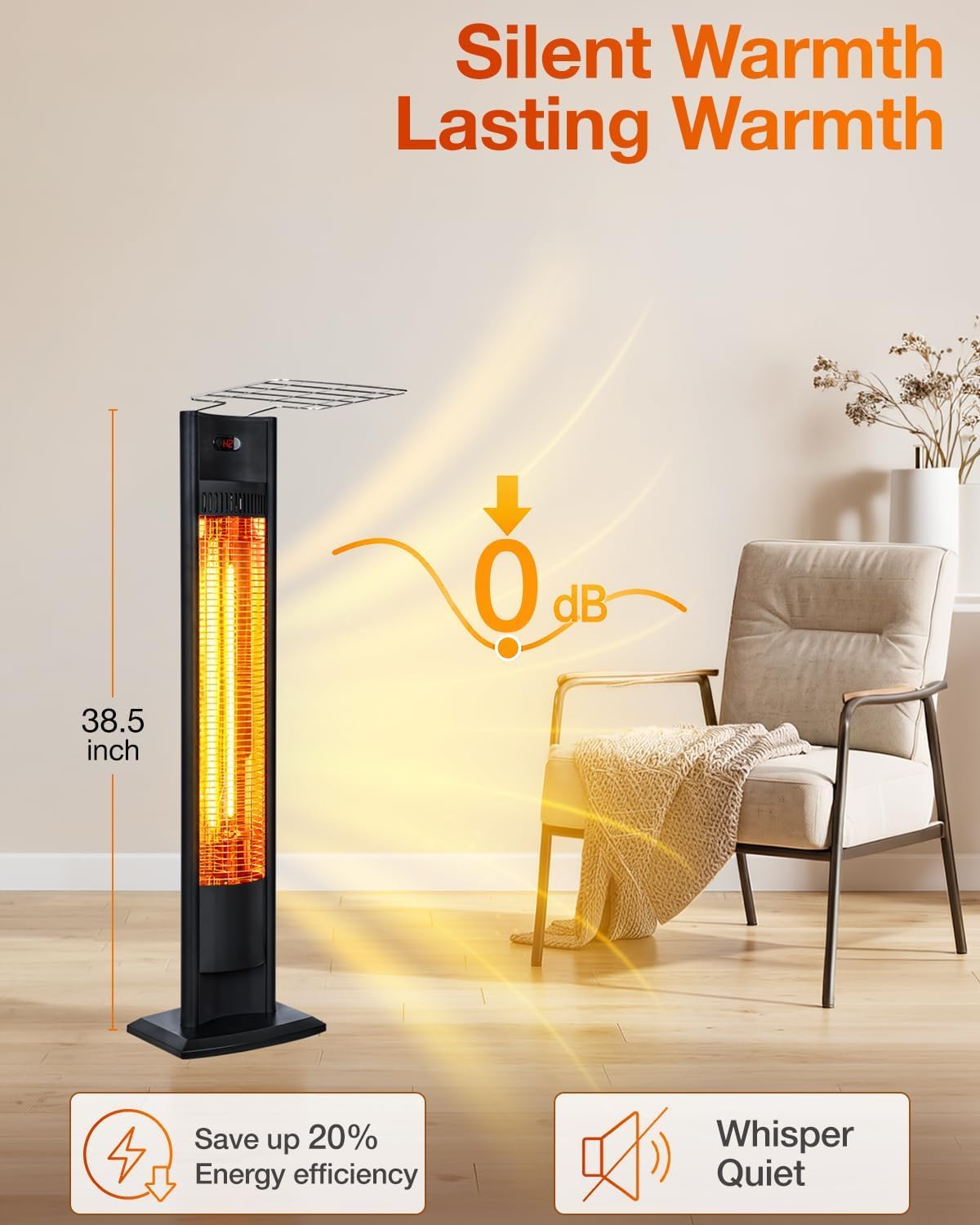 1500W Standing Infrared Patio Heater with Remote and 24-Hour Timer - reference gallery 2