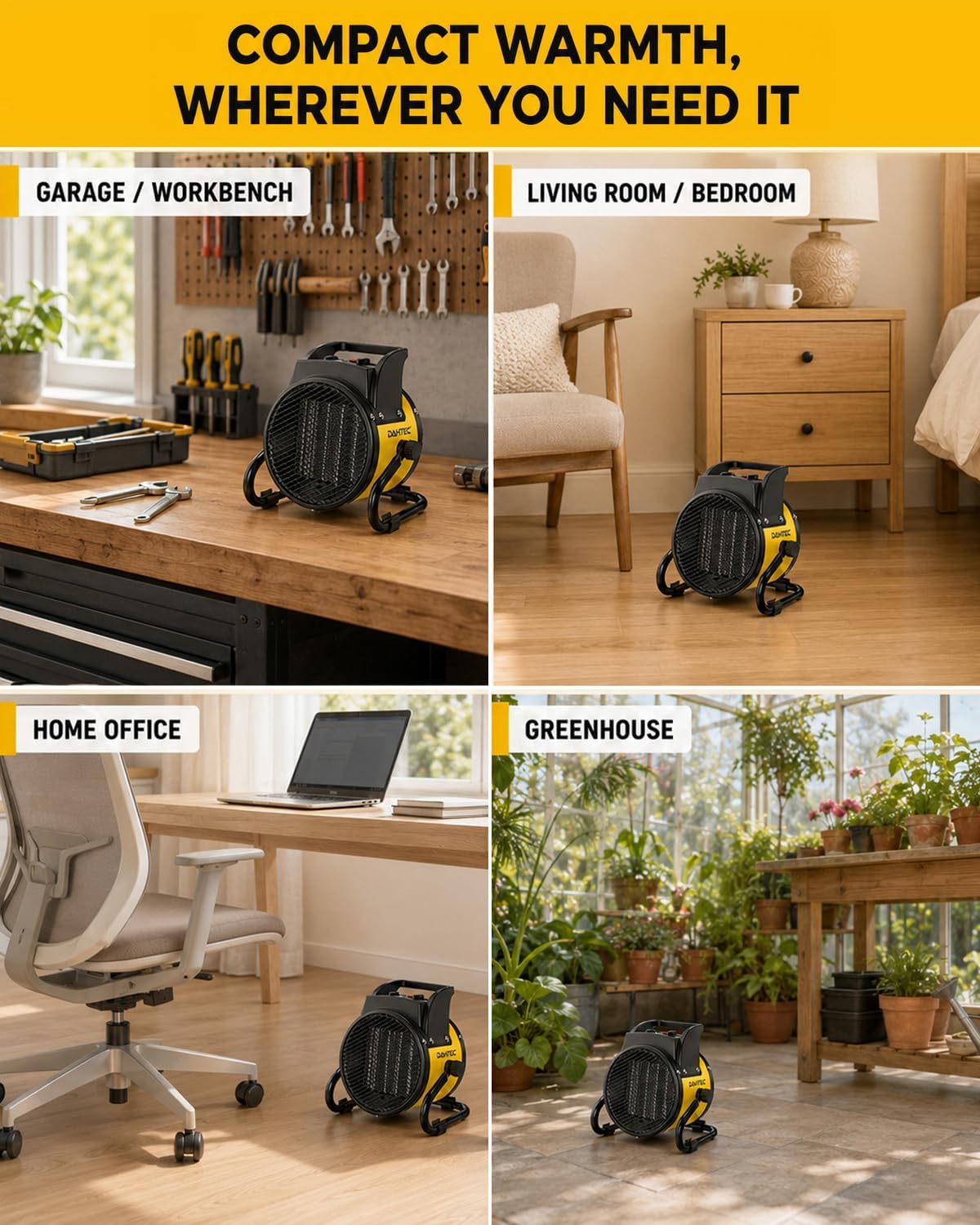 1500W Portable Ceramic Utility Heater with Adjustable Tilt and Thermostat - reference gallery 6