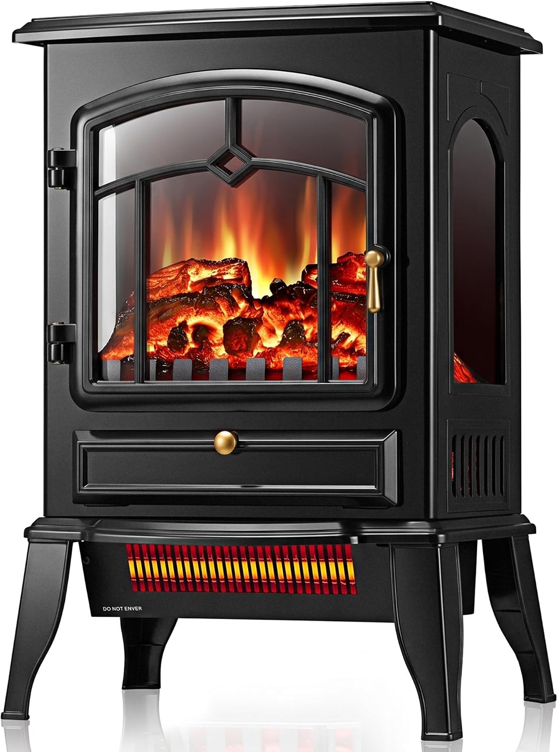 1500W Electric Fireplace Stove with Adjustable 3D Flame and Flame-Only Mode