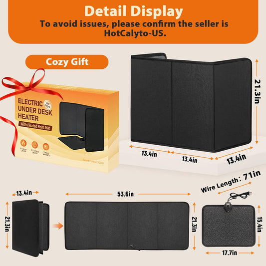 300W Under-Desk Heater with Heated Foot Mat, 8 Heat Levels and 12-Hour Timer - reference gallery 2