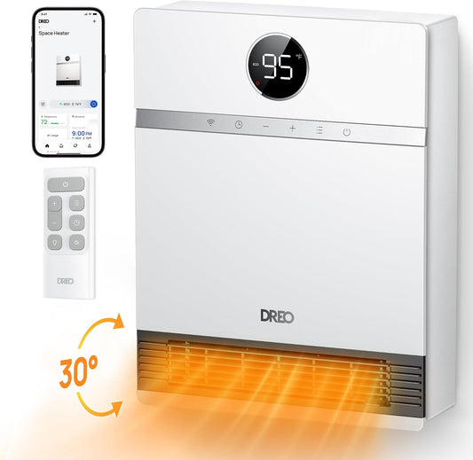 1500W Smart Wall Heater with Wi-Fi, Remote and Adjustable Air Outlet, White