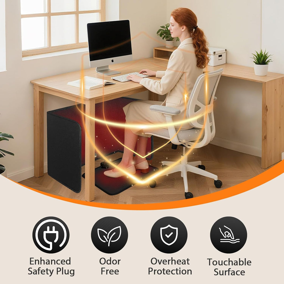 300W Under-Desk Heater with Heated Foot Mat, 8 Heat Levels and 12-Hour Timer - reference gallery 6