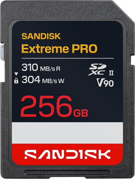 SanDisk Extreme PRO 256GB SDXC UHS-II V90 Memory Card, 310MB/s