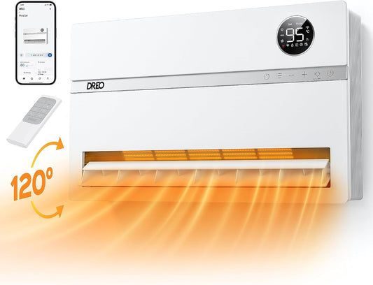 1500W Smart Wall Heater with Wi-Fi, 120° Oscillation and Remote, White